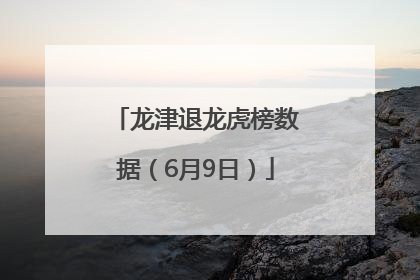 龙津退龙虎榜数据（6月9日）